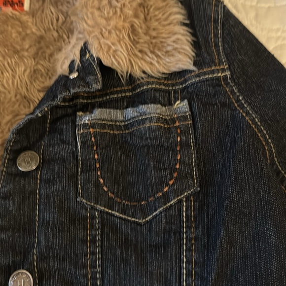 Hip Jeans fur lined blue Jean jacket, LARGE - Picture 4 of 6
